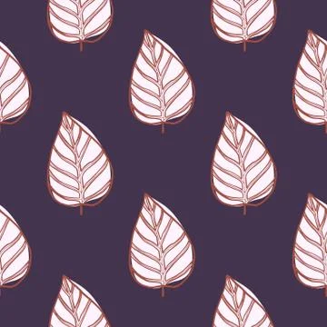 Botanic abstract leaf silhouettes seamless pattern. White floral shapes with  Stock Illustration