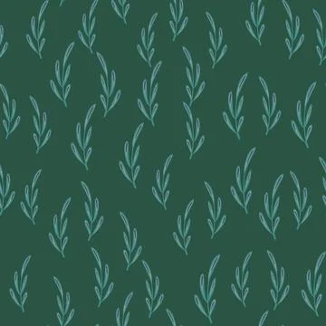 Botanic abstract seamless pattern with little random blue contoured doodle br Stock Illustration