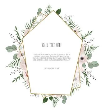 Botanic card with wild leaves. Spring ornament concept. Floral poster, invite. Stock Illustration