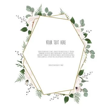 Botanic card with wild leaves. Spring ornament concept. Floral poster, invite. Stock Illustration
