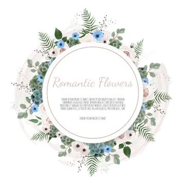 Botanic card with wild leaves. Spring ornament concept. Floral poster, invite. Stock Illustration