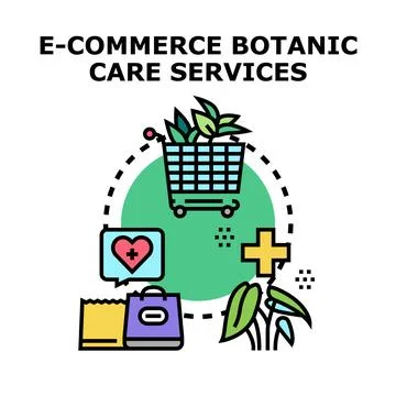 Botanic care services e commerce retail website shopping concept Stock Illustration