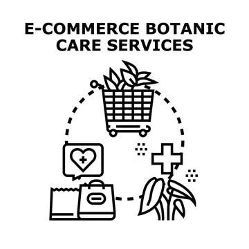 Botanic care services e commerce retail website shopping concept Stock Illustration