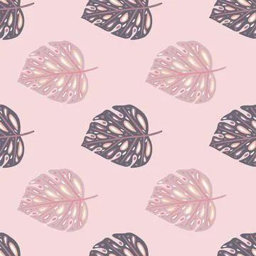 Botanic exotic seamless pattern with tropical hand drawn doodle monstera shap 스톡 일러스트