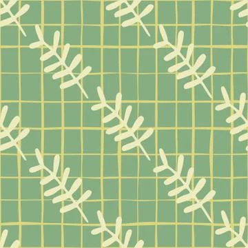 Botanic floral branches seamless pattern. Yellow elements on pastel backgroun Illustrazione stock