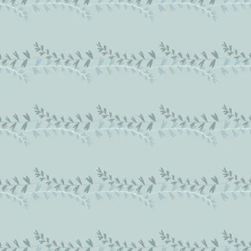 Botanic floral seamless pattern with branches in pastel blue tones. Simple ro Stock Illustration