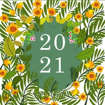 Botanic flowers frame hand drawn vector Stock Illustration