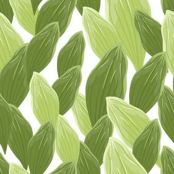 Botanic foliage seamless pattern with abstract green leaf ornament. Isolated  Stock Illustration