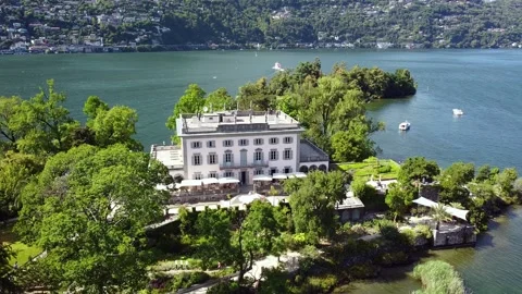 Botanic Garden on a lake in Switzerland Tessin Stock Footage