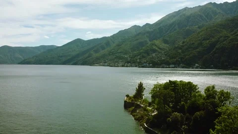 Botanic Island on a lake in Switzerland Stock Footage