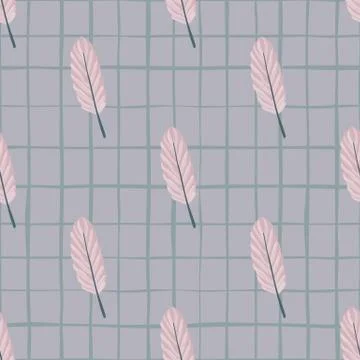 Botanic leaf design seamless pattern. Hand drawn simple silhouettes with pale Stock Illustration