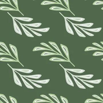 Botanic nature seamless pattern with simple stylized branches foliage ornamen Stock Illustration