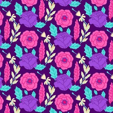 Botanic pattern with flowers Stock Illustration