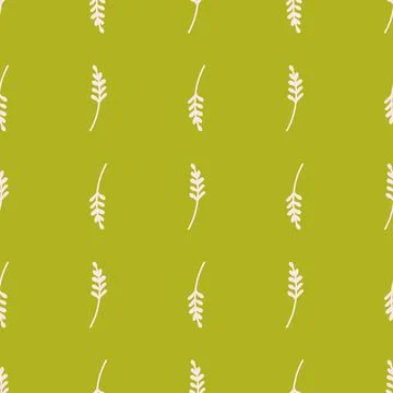 Botanic seamless herbal pattern with white colored branches shapes. Light gre Illustrazione stock