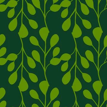 Botanic seamless pattern with eucalyptus leaves shapes ornament. Dark turquoi Stock Illustration