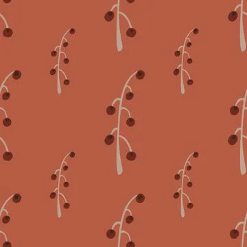 Botanic seamless pattern with grey and brown colored berries branches. Coral  스톡 일러스트