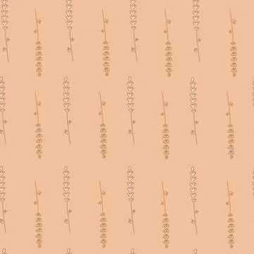 Botanic seamless pattern with organic natural lavender elements shapes. Beige イラスト素材