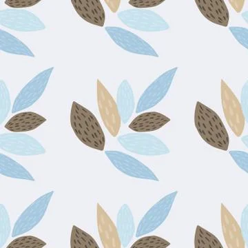 Botanic seamless pattern with ornament leafs. Light background with brown and 스톡 일러스트