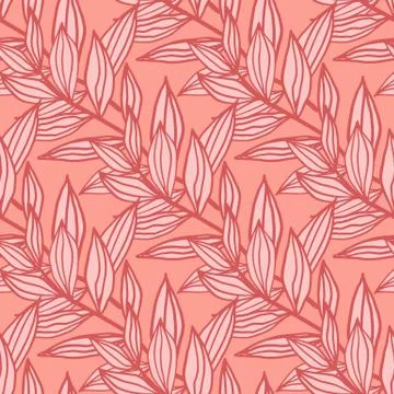 Botanic seamless pattern with outline branches silhouettes. Floral backdrop i Illustrazione stock