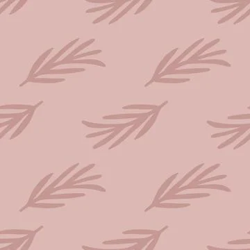 Botanic seamless pattern with pale pink rosemary print. SImple herbal spice c Stock Illustration