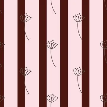 Botanic seamless pattern with simple outline dill umbrella ornament. Striped  Stockillustratie