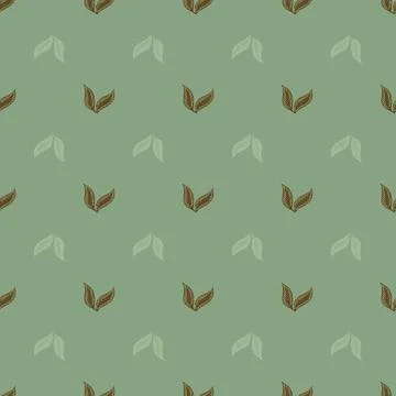 Botanic seamless pattern with simple style leaf shapes. Pale turquoise backgr Stock Illustration