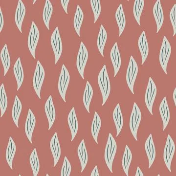 Botanic vintage seamless pattern with grey simple style leaf ornament. Pink p Illustrazione stock