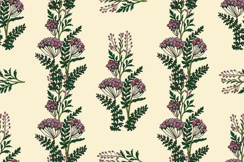 Botanical abstract plant seamless pattern with Hydrangea vector illustratio.. Illustrazione stock