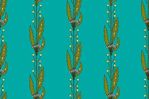 Botanical abstract plant seamless pattern with wildflowers vector illustrat.. Stock Illustration
