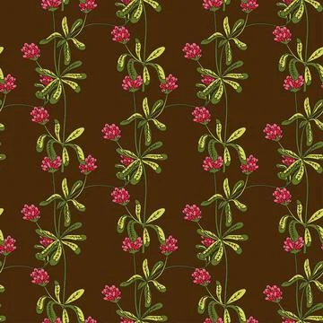 Botanical abstract plant seamless pattern with wildflowers Clovers vector i.. Stock Illustration
