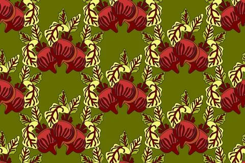 Botanical abstract seamless pattern with juicy beets vector illustration. C.. Stock Illustration