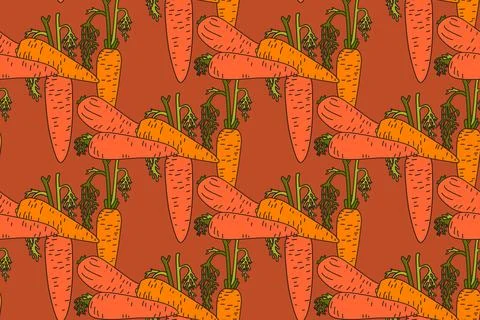 Botanical abstract seamless pattern with juicy carrots vector illustration... Stock Illustration