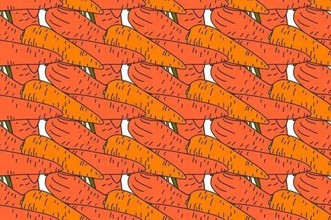 Botanical abstract seamless pattern with juicy carrots vector illustration... Stock Illustration