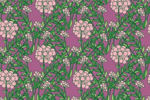 Botanical abstract seamless pattern whit plant and flowers vector illustrat.. イラスト素材
