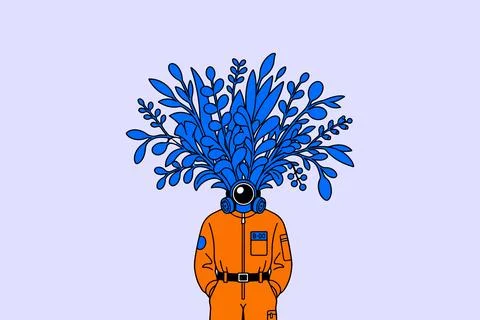 Botanical Astronaut Stock Illustration
