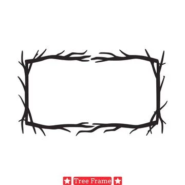 Botanical Boundaries  Charming Tree Frame Vector Silhouettes Stock Illustration