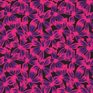 Botanical brushstroke floral seamless pattern Stockillustratie