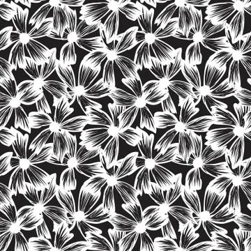 Botanical brushstroke floral seamless pattern Stockillustratie