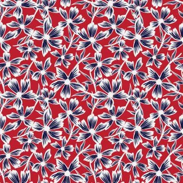Botanical brushstroke floral seamless pattern Stockillustratie
