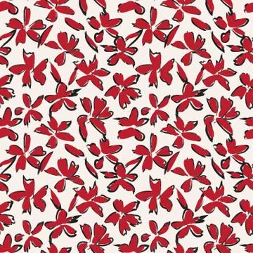 Botanical brushstroke floral seamless pattern Stockillustratie