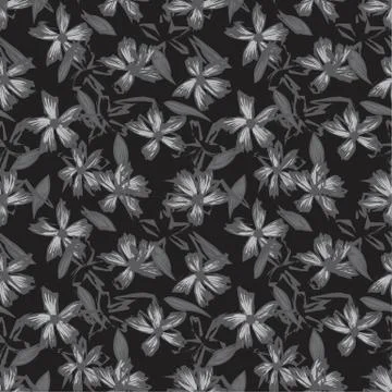 Botanical brushstroke floral seamless pattern Stockillustratie