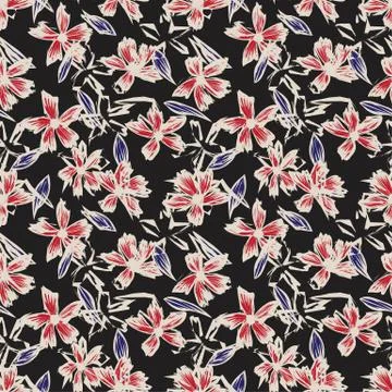 Botanical brushstroke floral seamless pattern Stockillustratie