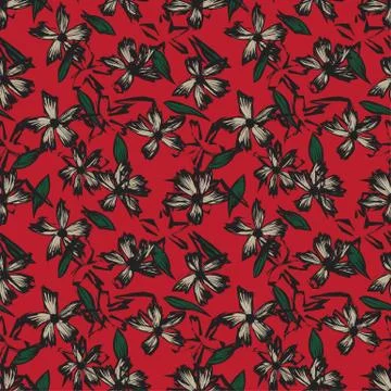 Botanical brushstroke floral seamless pattern Stockillustratie