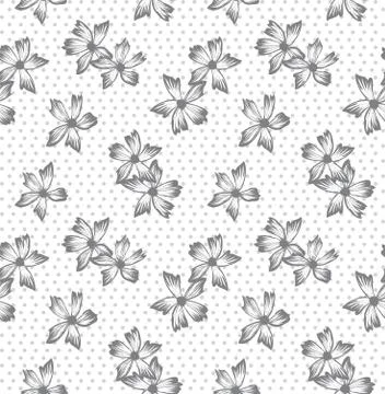 Botanical brushstroke floral seamless pattern with dotted background Illustrazione stock