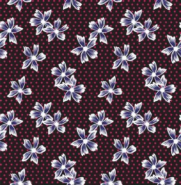 Botanical brushstroke floral seamless pattern with dotted background Stock Illustration