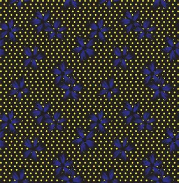 Botanical brushstroke floral seamless pattern with dotted background Stock Illustration
