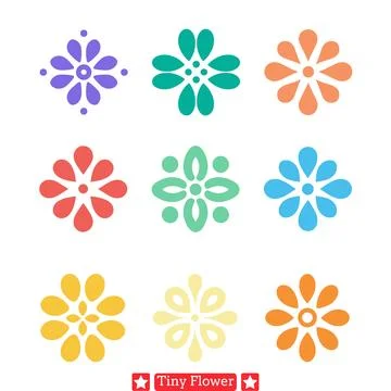 Botanical Charm  Captivating Tiny Flower Silhouettes   Vector Collection Stock Illustration