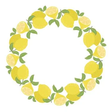 Botanical citrus circular frame vector illustration Ilustración de archivo