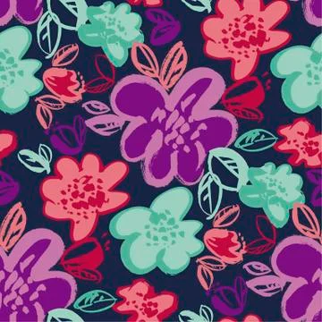 Botanical color seamless vector pattern Illustrazione stock