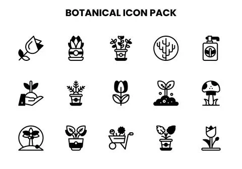 Botanical DuoTone Icons Pack Stock Illustration